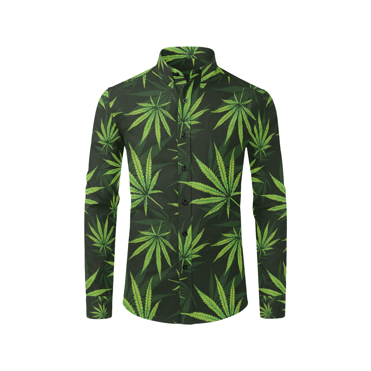 Pot Leaf Pattern Print Design A03 Men's Long Sleeve Shirt