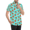 Octopus Cute Design Print Themed Men's Short Sleeve Button Up Shirt