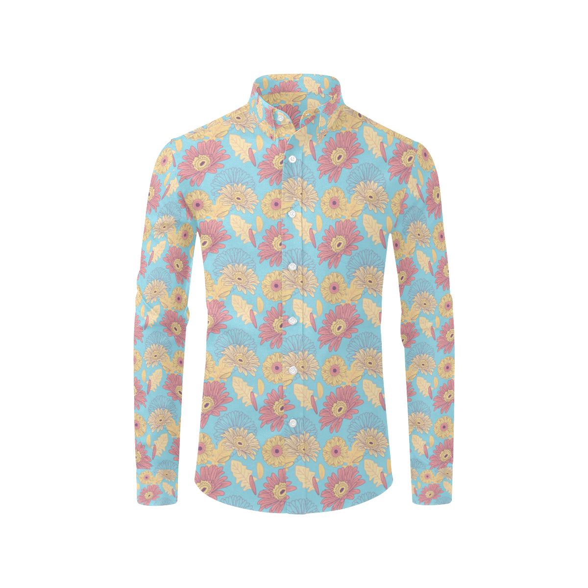 Gerberas Pattern Print Design GB04 Men's Long Sleeve Shirt