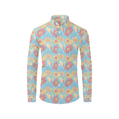 Gerberas Pattern Print Design GB04 Men's Long Sleeve Shirt