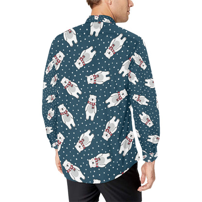 Polar Bear Pattern Print Design PB05 Men's Long Sleeve Shirt