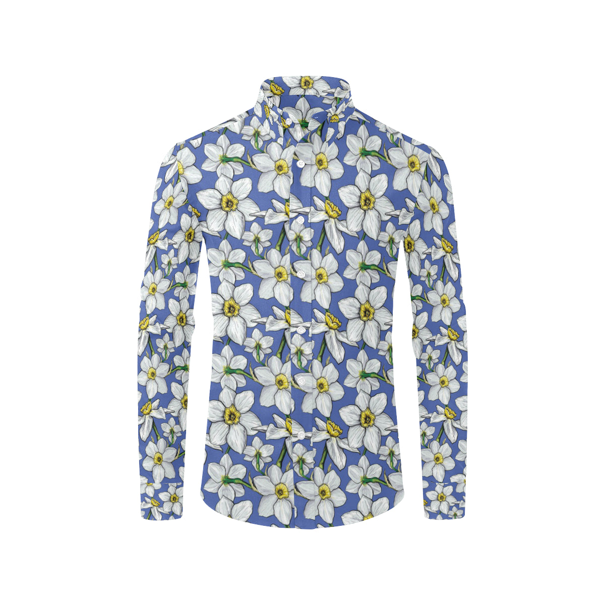 Daffodils Pattern Print Design DF08 Men's Long Sleeve Shirt