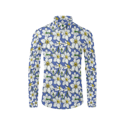 Daffodils Pattern Print Design DF08 Men's Long Sleeve Shirt