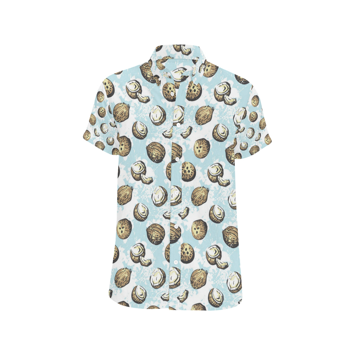 Coconut Pattern Print Design CN01 Men's Short Sleeve Button Up Shirt