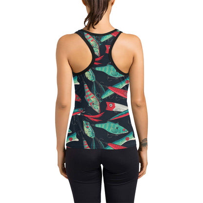 Fishing Bait Pattern Women's Racerback Tank Top