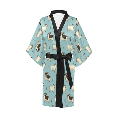 Goat Pattern Print Design 02 Women's Short Kimono