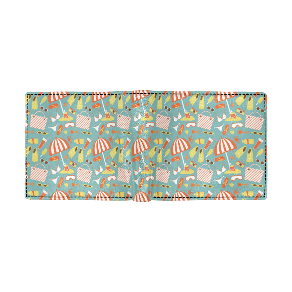 Beach Scene Pattern Print Design 02 Men's ID Card Wallet