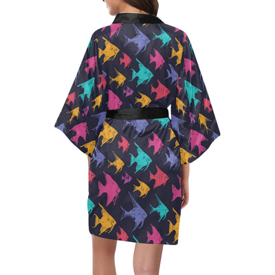 Angelfish Colorful Pattern Print Design 03 Women's Short Kimono