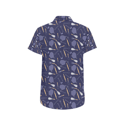Cooking Kitchen Tools Pattern Print Design 04 Men's Short Sleeve Button Up Shirt