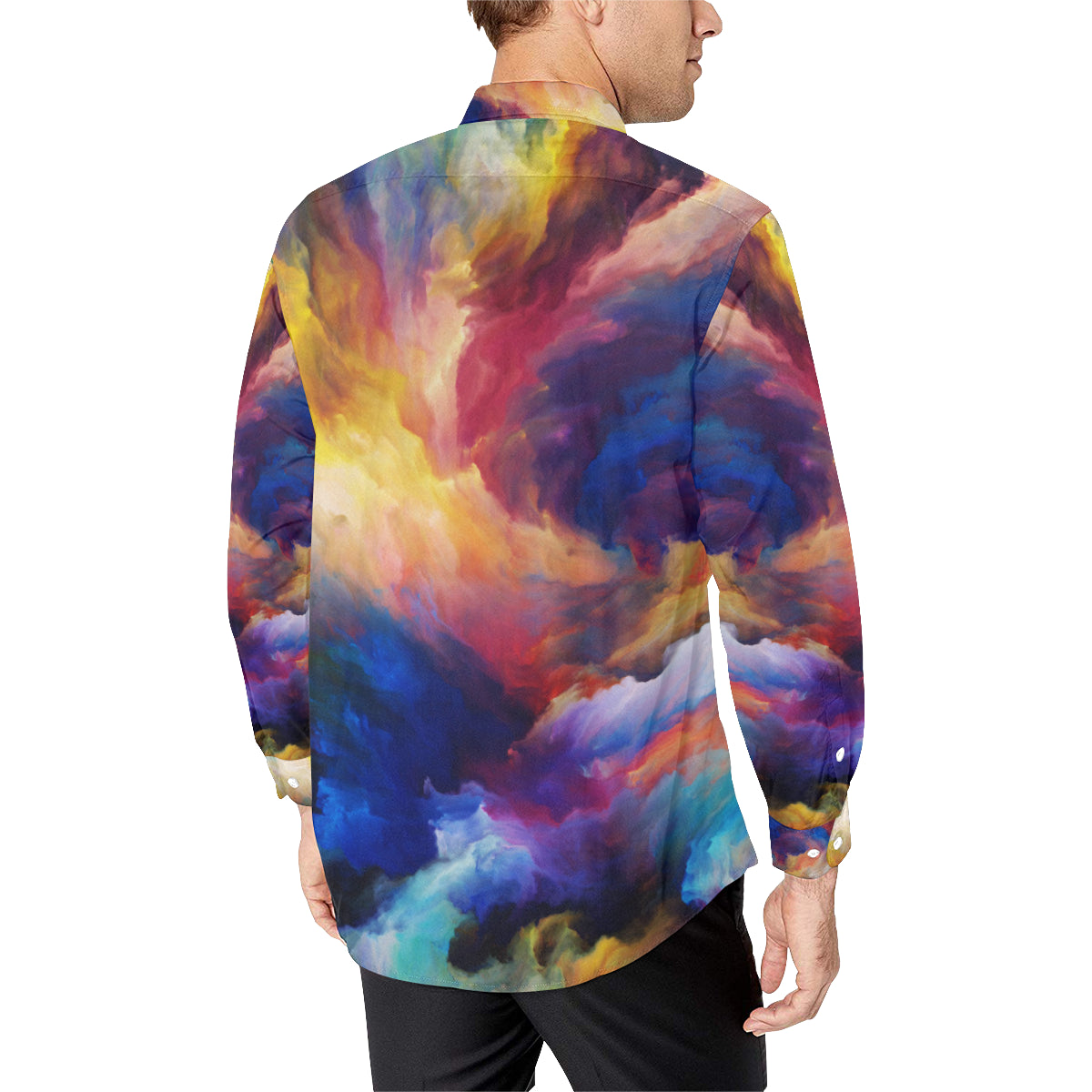 Vortex Twist Swirl Water Color Design Men's Long Sleeve Shirt