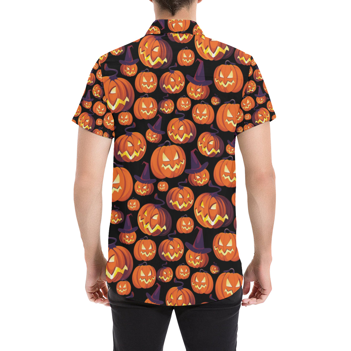 Halloween Pattern Print Design 04 Men's Short Sleeve Button Up Shirt