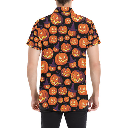 Halloween Pattern Print Design 04 Men's Short Sleeve Button Up Shirt