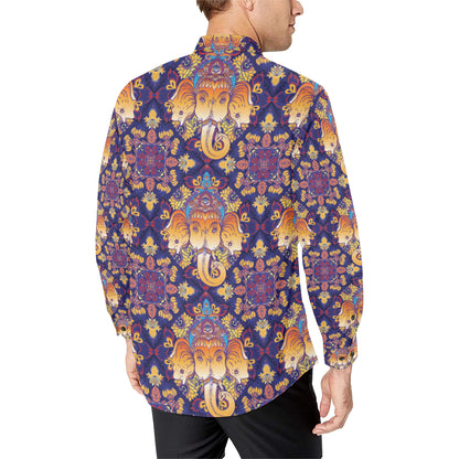 Ganesha Pattern Print Design 01 Men's Long Sleeve Shirt