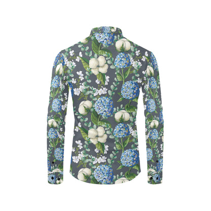 Hydrangea Pattern Print Design 02 Men's Long Sleeve Shirt