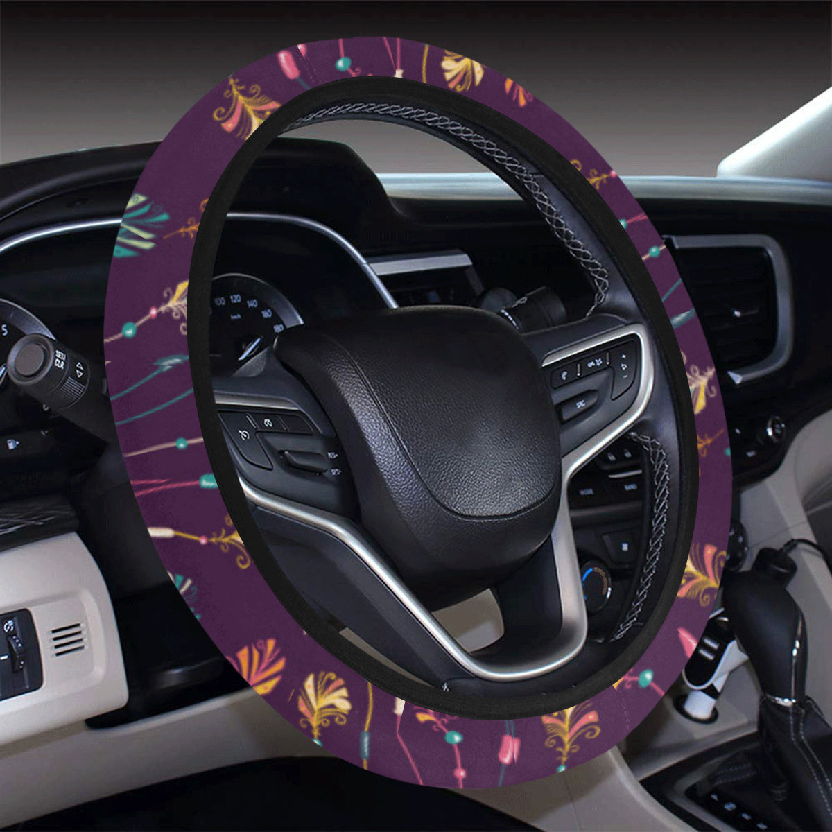 Dream Catcher Boho Design Steering Wheel Cover with Elastic Edge