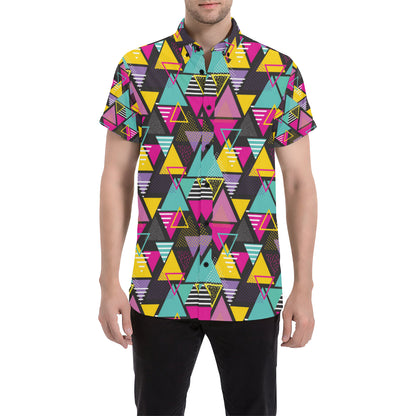Geometric Colorful Pattern Print Design 02 Men's Short Sleeve Button Up Shirt