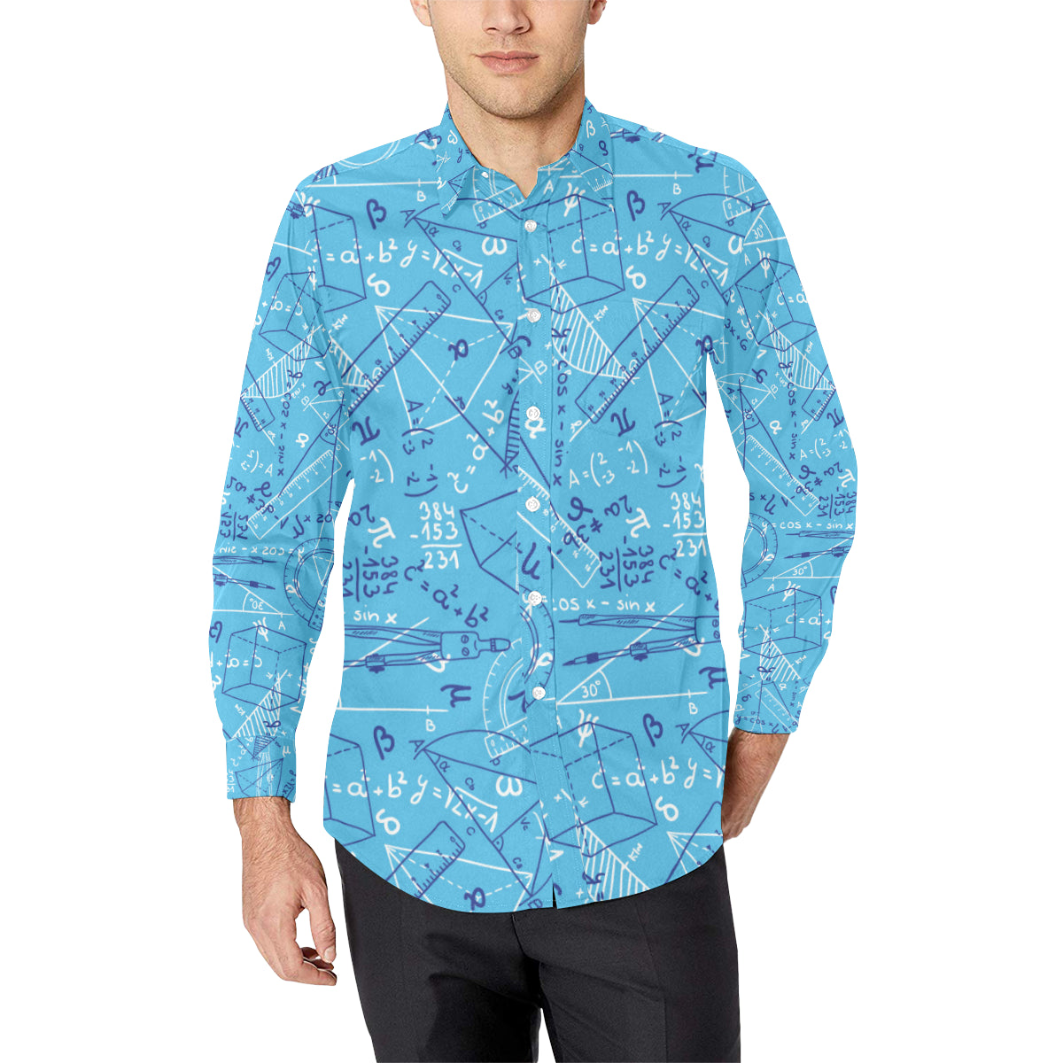 Math Pattern Print Design 02 Men's Long Sleeve Shirt