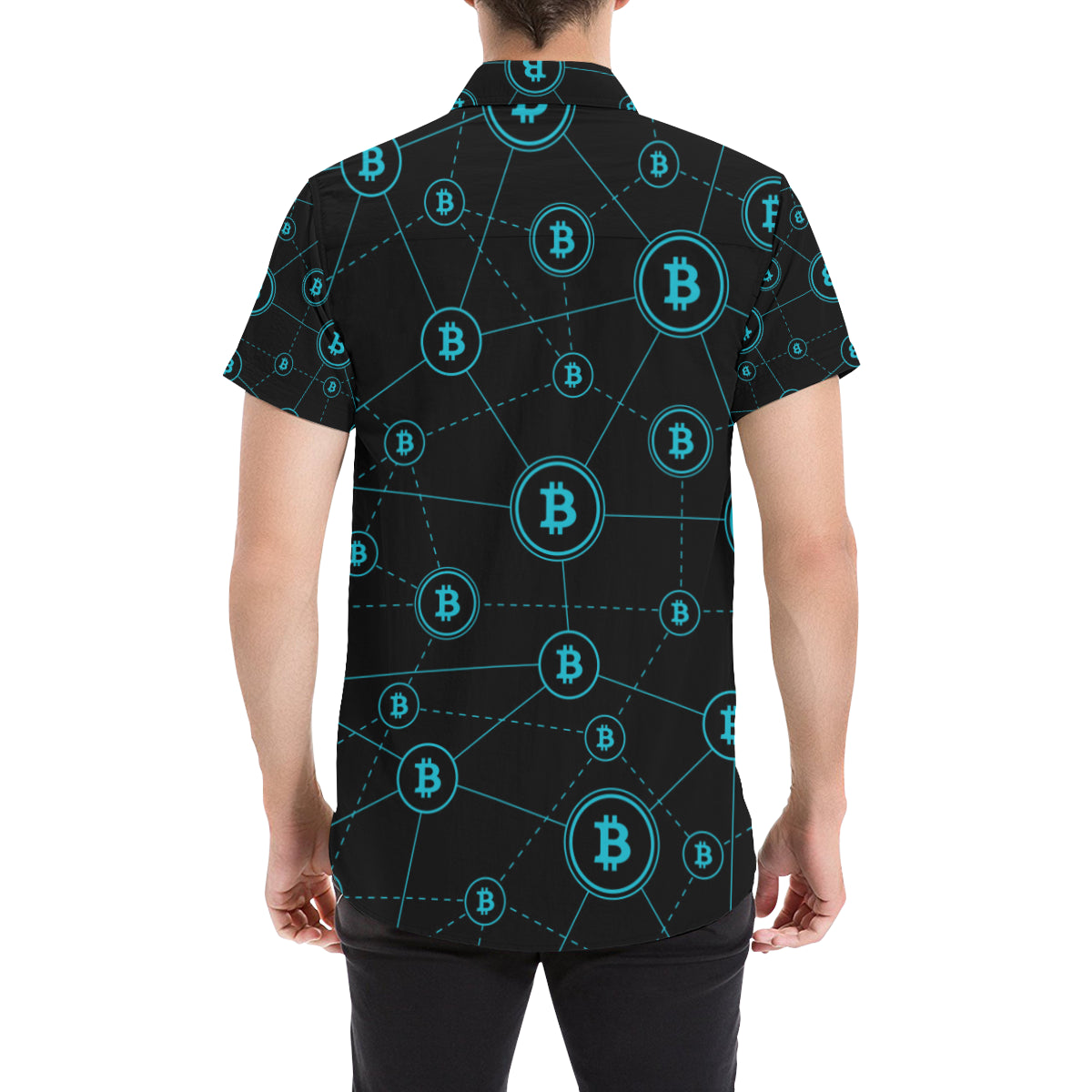 Cryptocurrency Pattern Print Design 01 Men's Short Sleeve Button Up Shirt