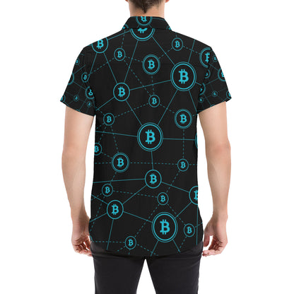 Cryptocurrency Pattern Print Design 01 Men's Short Sleeve Button Up Shirt