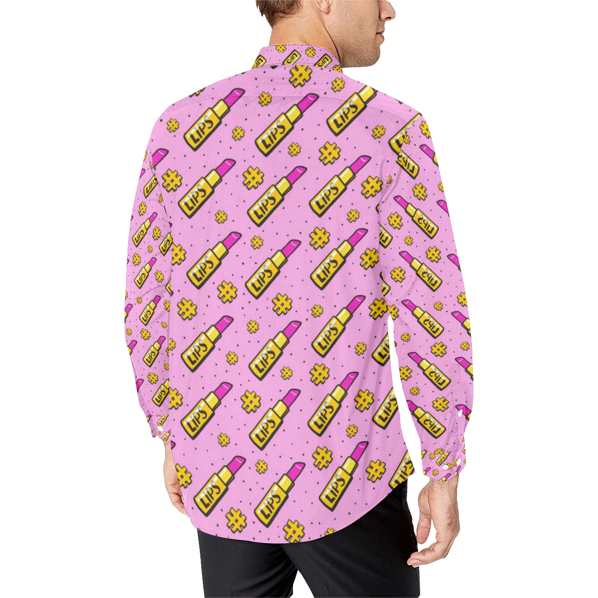 Lipstick Pattern Print Design LT03 Men's Long Sleeve Shirt