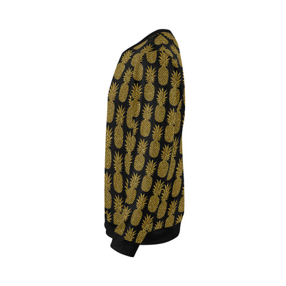 Gold Pineapple Pattern Print Design PP011 Men Long Sleeve Sweatshirt