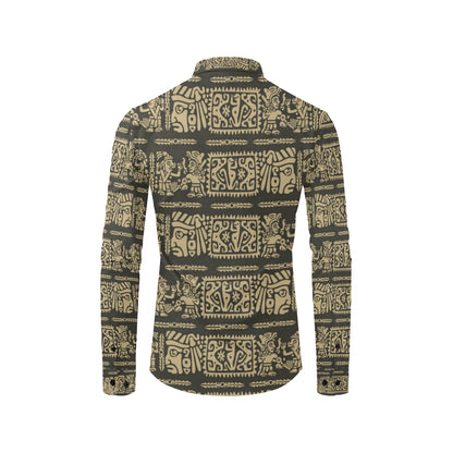 Mayan Pattern Print Design 02 Men's Long Sleeve Shirt