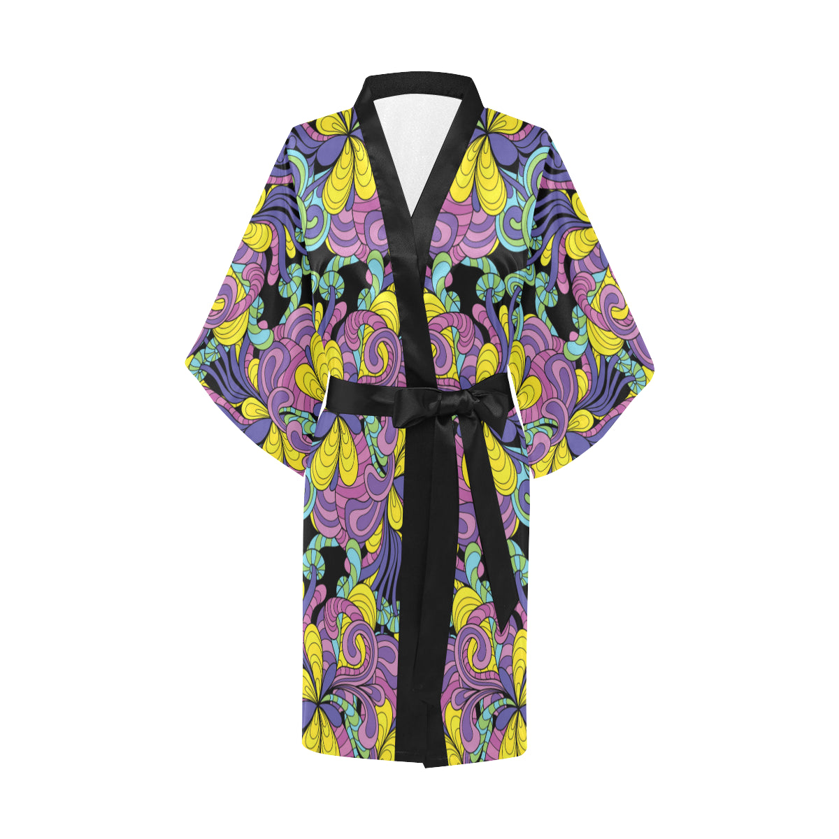Psychedelic Pattern Print Design A04 Women's Short Kimono