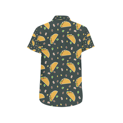 Taco Pattern Print Design TC02 Men's Short Sleeve Button Up Shirt
