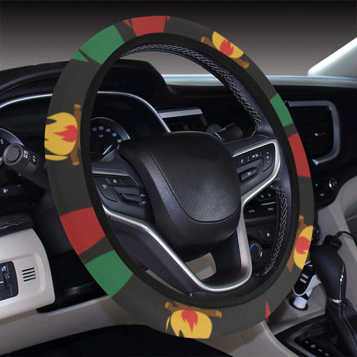 Conga Pattern Print Design 01 Steering Wheel Cover with Elastic Edge