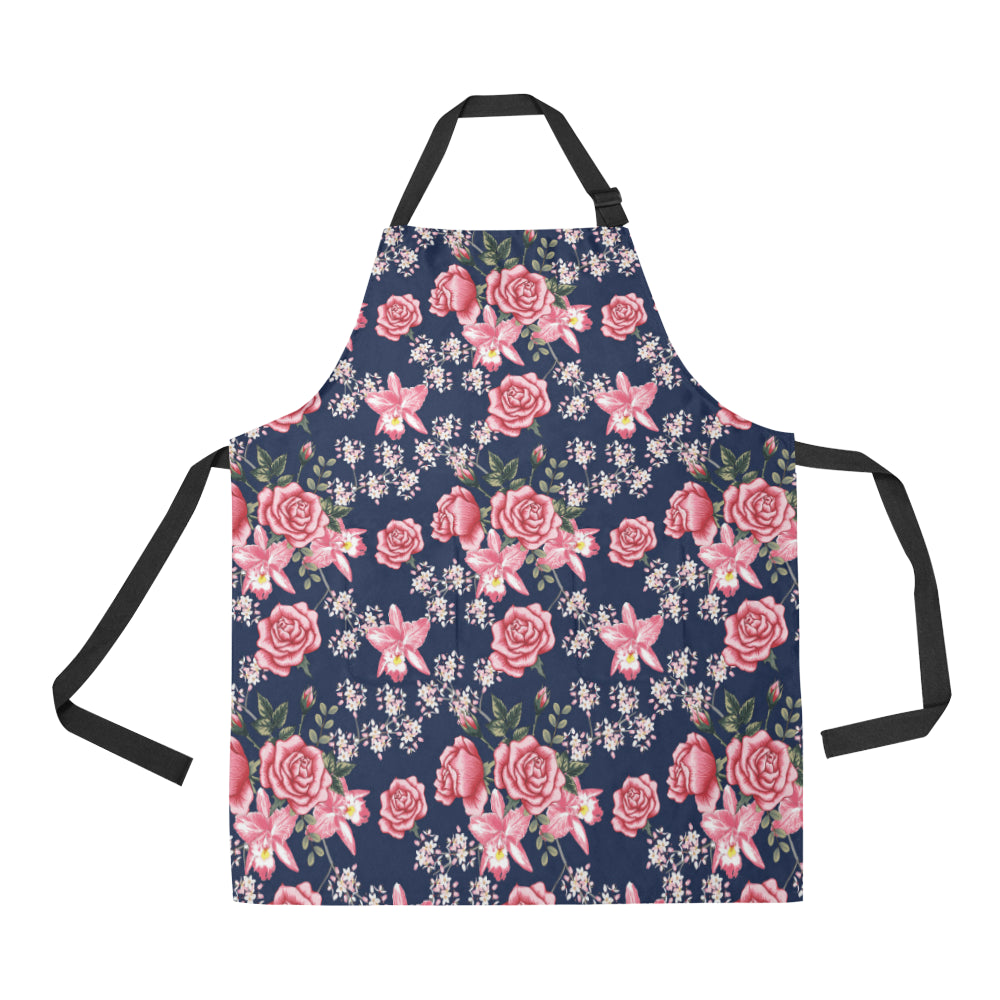 Rose Pattern Print Design A05 Apron with Pocket