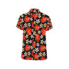 Red Hibiscus Pattern Print Design HB022 Men's Short Sleeve Button Up Shirt