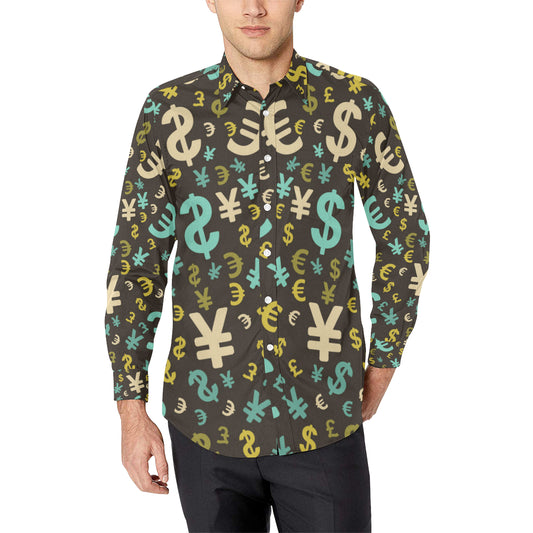 Money Pattern Print Design 01 Men's Long Sleeve Shirt