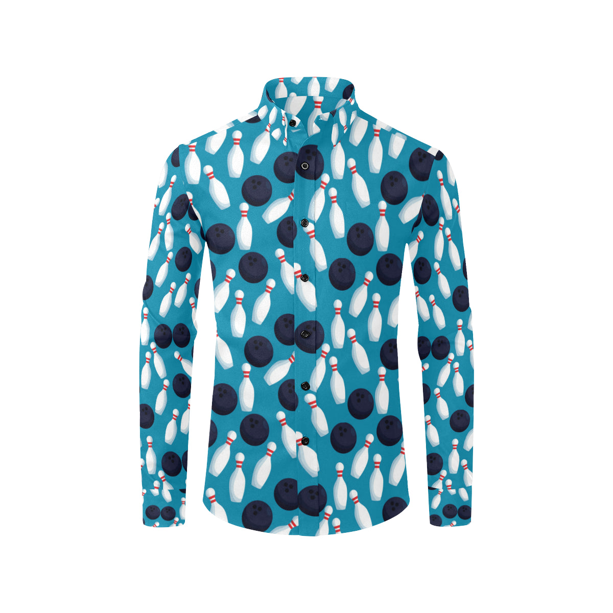 Bowling Pin Pattern Print Design 010 Men's Long Sleeve Shirt