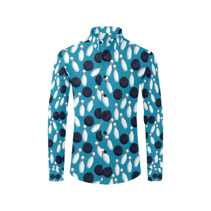 Bowling Pin Pattern Print Design 010 Men's Long Sleeve Shirt