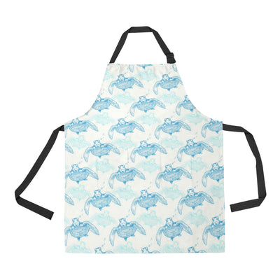 Sea Turtle Pattern Print Design T01 Apron with Pocket