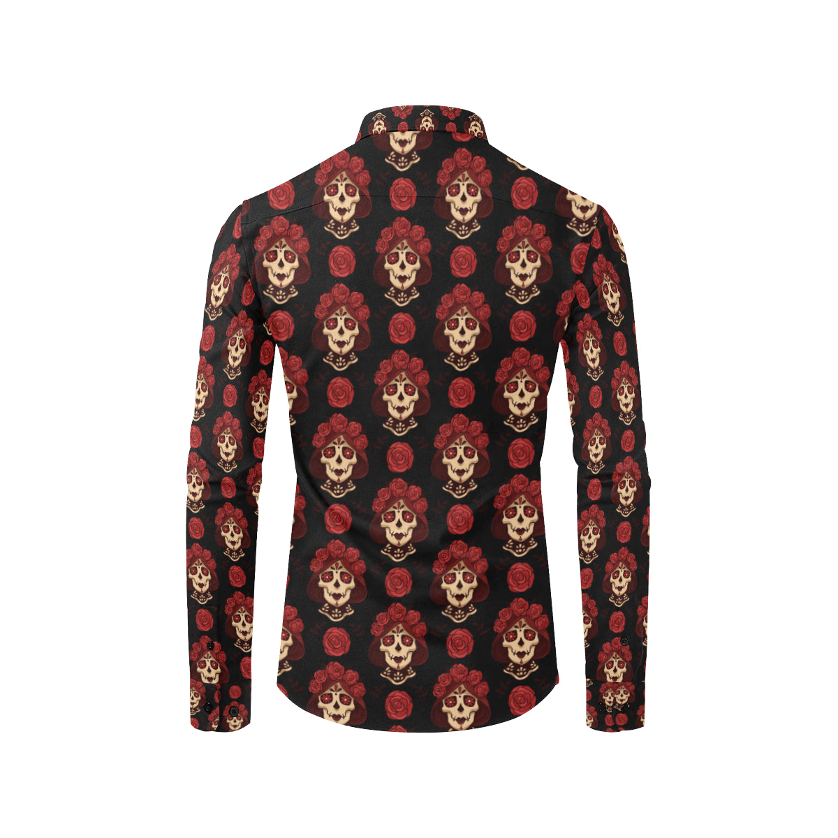Day of the Dead Skull Girl Pattern Men's Long Sleeve Shirt
