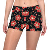 Red Hibiscus Pattern Print Design HB021 Yoga Shorts