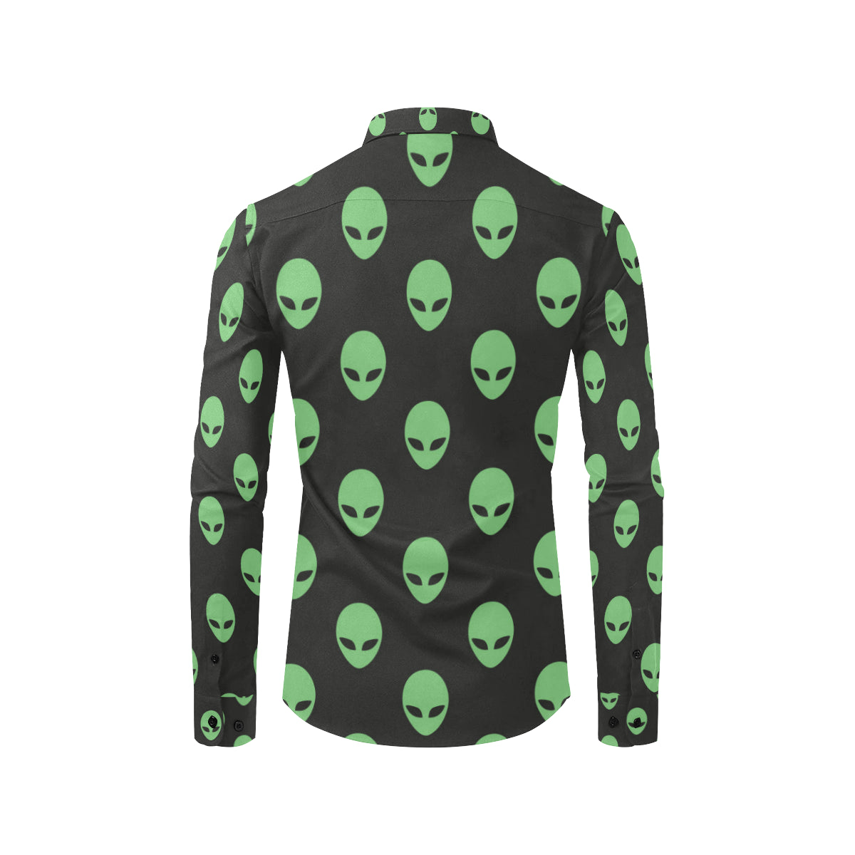 Alien Green Neon Pattern Print Design 01 Men's Long Sleeve Shirt