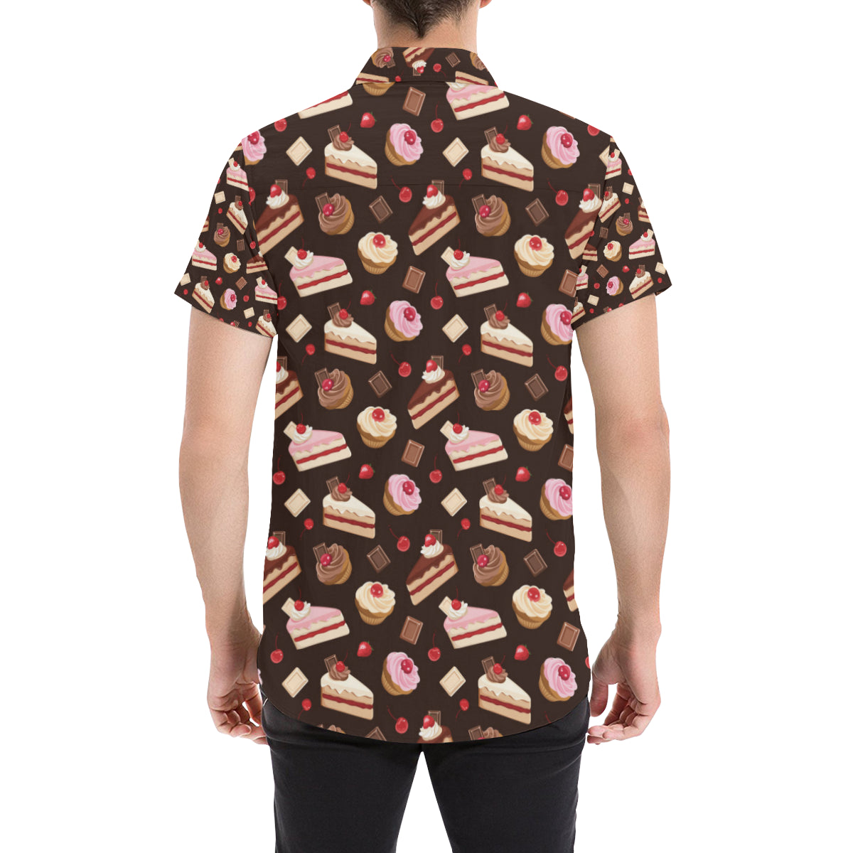 Cake Pattern Print Design 04 Men's Short Sleeve Button Up Shirt