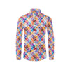 Peace Sign Patchwork Design Print Men's Long Sleeve Shirt