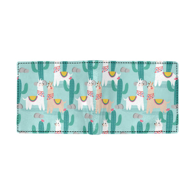 Llama Cactus Pattern Print Design 08 Men's ID Card Wallet