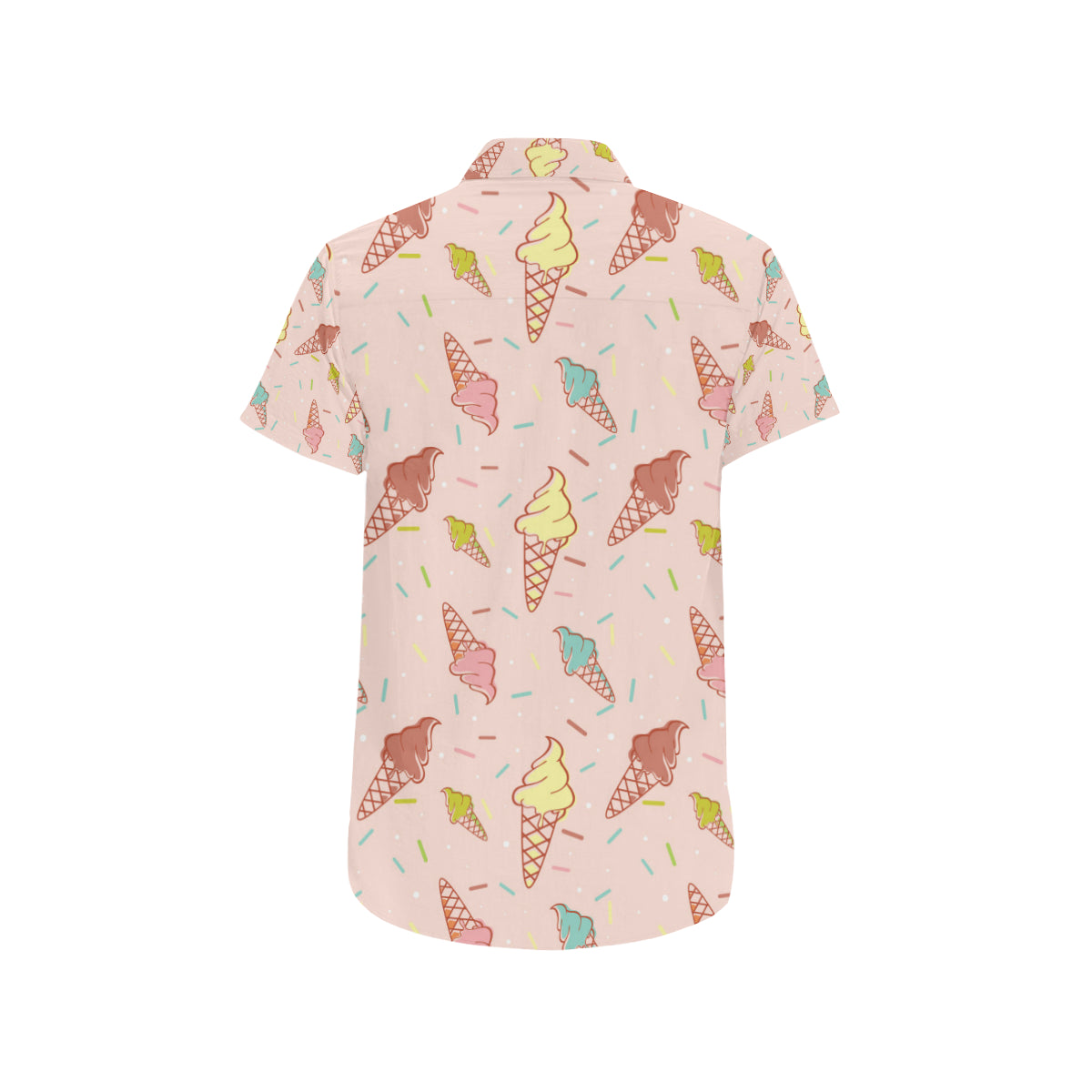 Ice Cream Pattern Print Design 02 Men's Short Sleeve Button Up Shirt