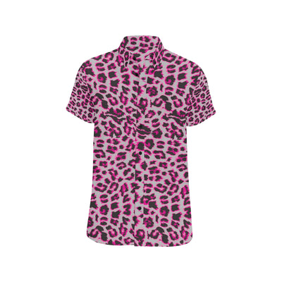 Leopard Pattern Print Design 02 Men's Short Sleeve Button Up Shirt