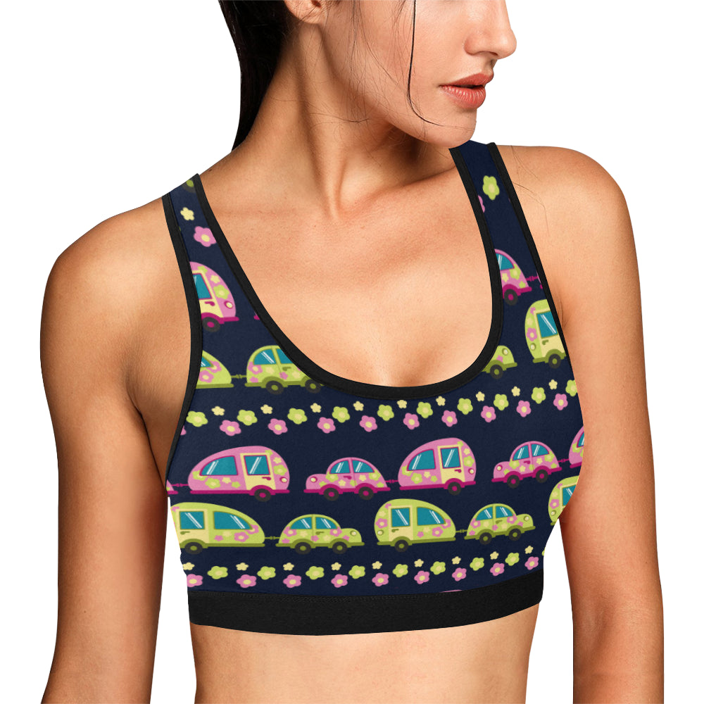 Camper Cute Camping Design No 3 Print Sports Bra