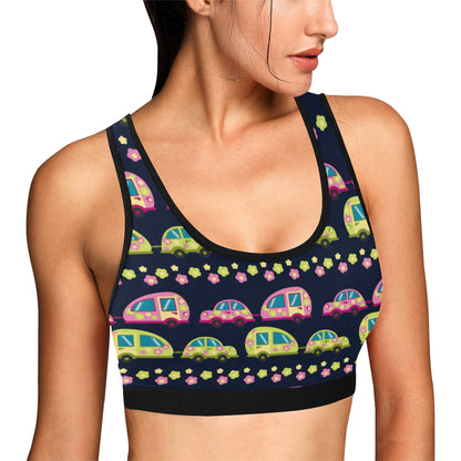 Camper Cute Camping Design No 3 Print Sports Bra