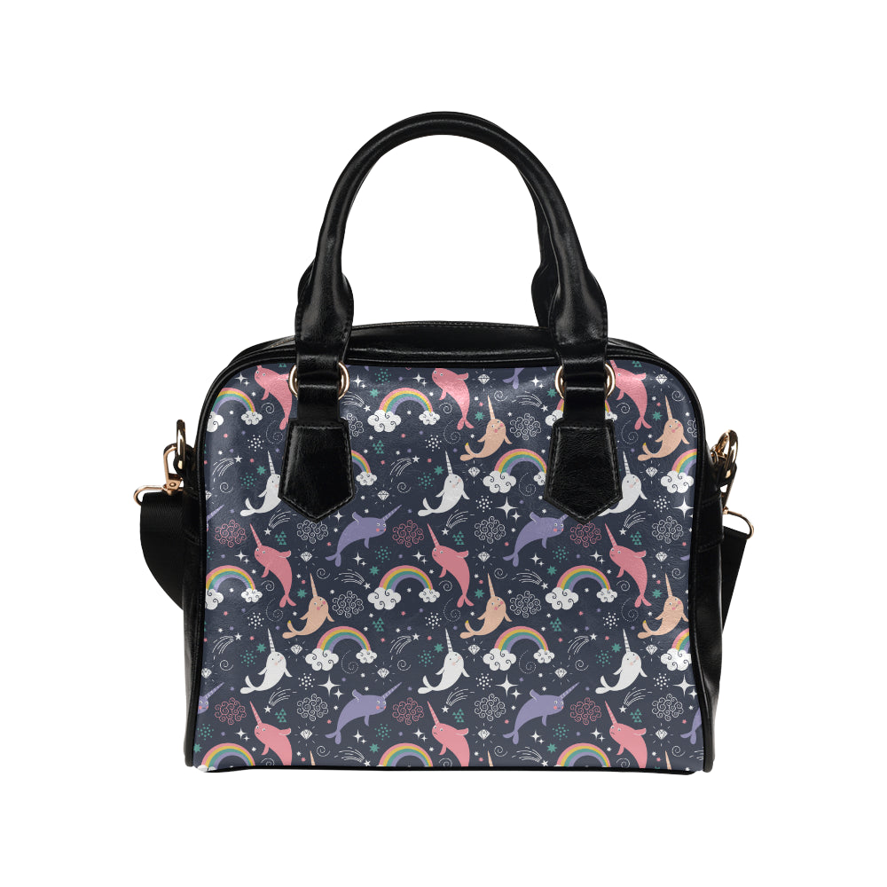 Narwhal Pattern Print Design 01 Shoulder Handbag