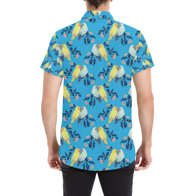 Lovebird Pattern Print Design 03 Men's Short Sleeve Button Up Shirt