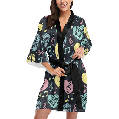 Music note Pattern Print Design A03 Women's Short Kimono