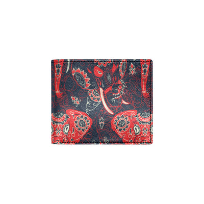 Red Indian Elephant Pattern Men's ID Card Wallet