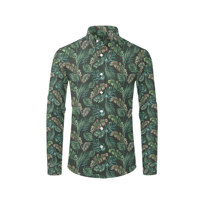 Banana Leaf Pattern Print Design 05 Men's Long Sleeve Shirt